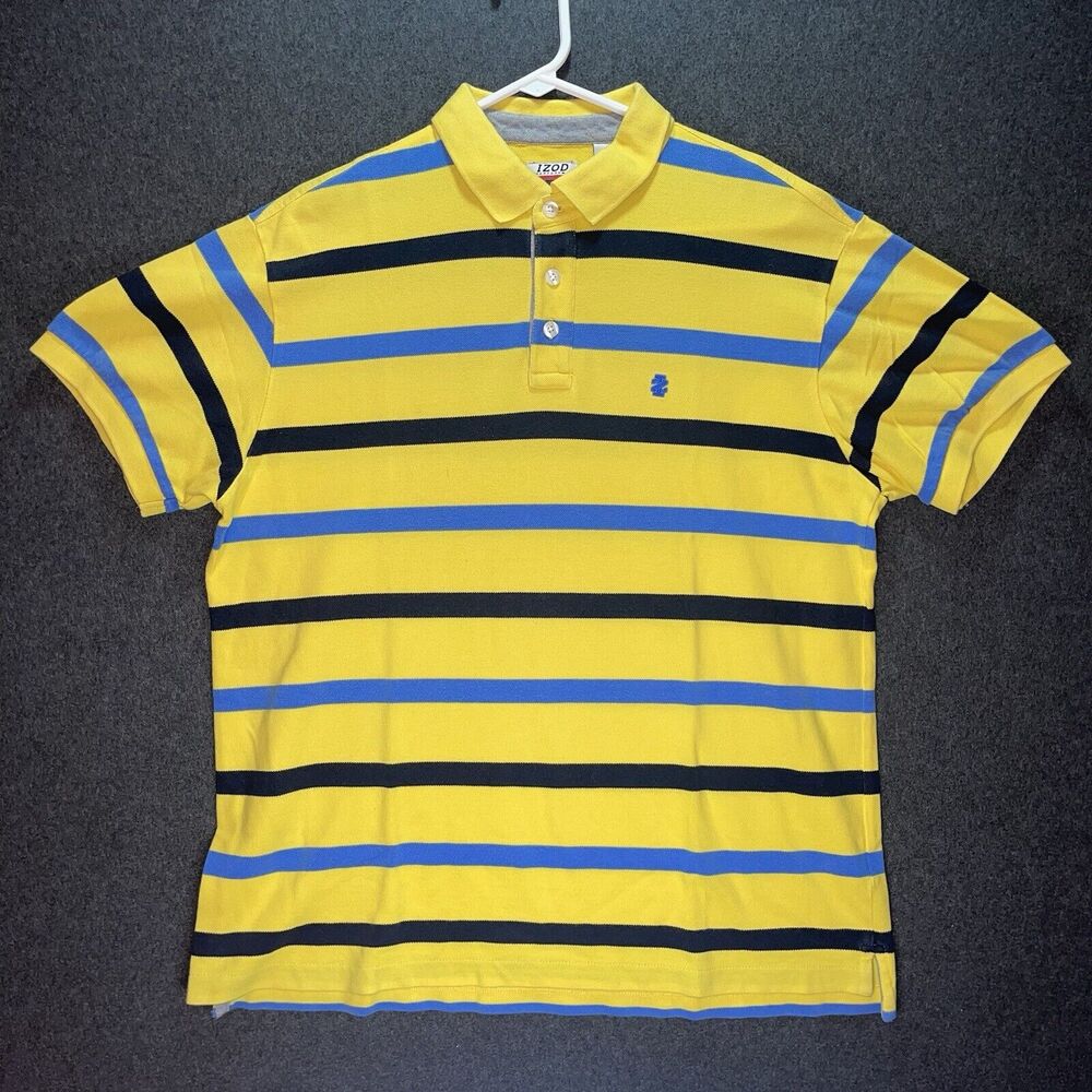 Izod Men Shirt Size Large Short Sleeve Striped